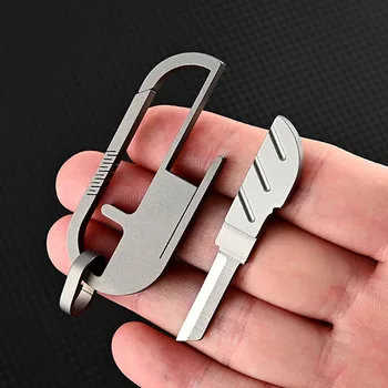 סגסוגת טיטניום מחזיק מפתחות סכין נייד אבזם אולר אקספרס קאטר חיצונית EDC Multitool מחזיק מפתחות עם תליון
